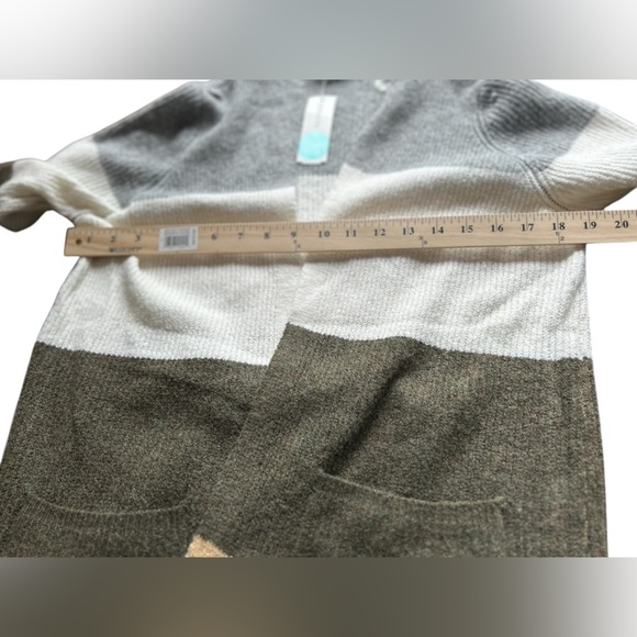 Pink Clover Women's Striped Open Front Cardigan Sweater Size M - Picture 4 of 7